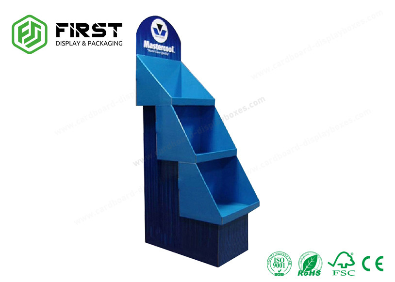 Custom Glossy Printing POP Advertising Corrugated Paper Floor Display Shelf Stand