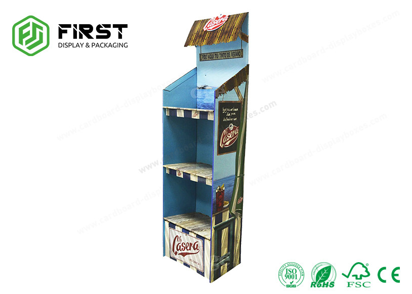 Custom Glossy Printing POP Advertising Corrugated Paper Floor Display Shelf Stand