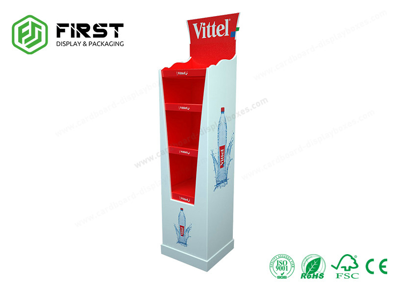 Custom Glossy Printing POP Advertising Corrugated Paper Floor Display Shelf Stand